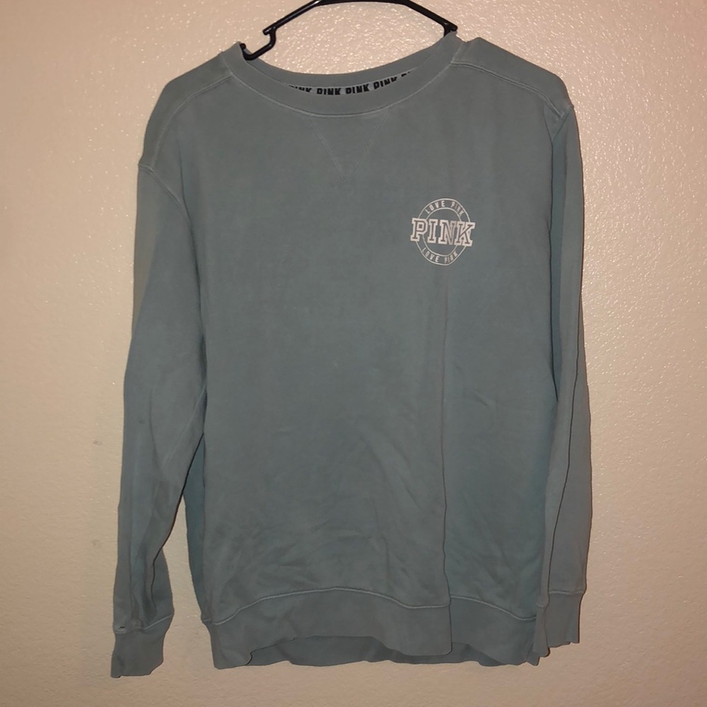 PINK Turquoise crew neck sweatshirt